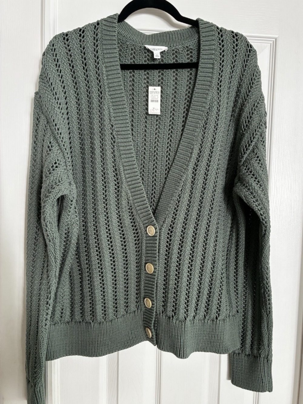 NWT $148 HAVEN WELL WITHIN Green CARDIGAN SWEATER - Sz XL - 1X Runs Large